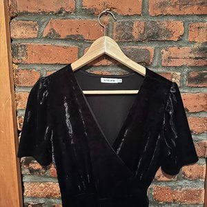 Stelen Black Velvet Wrap Dress
